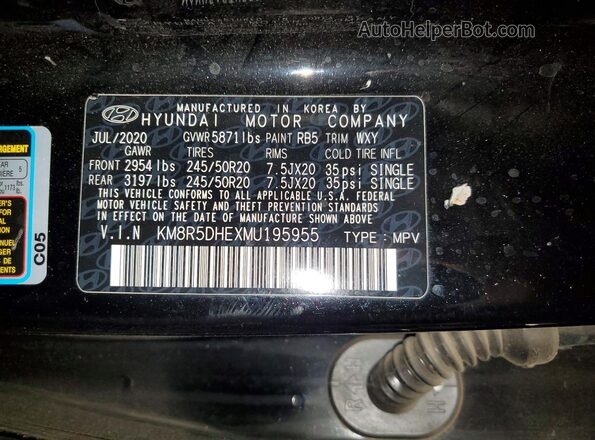 KM8R5DHEXMU195955 2021 HYUNDAI PALISADE Black 