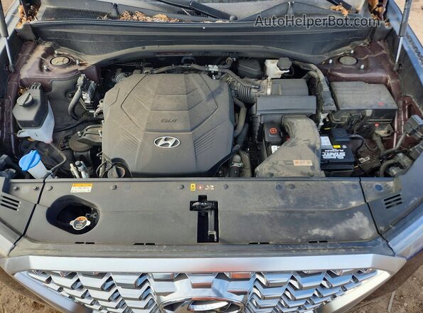 KM8R5DHEXMU208140 2021 HYUNDAI PALISADE Burgundy Engine compartment view