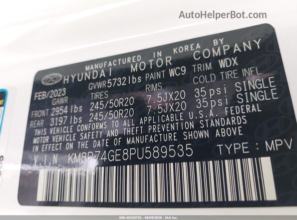 KM8R74GE8PU589535 2023 HYUNDAI PALISADE Белый Вид подкапотного пространства