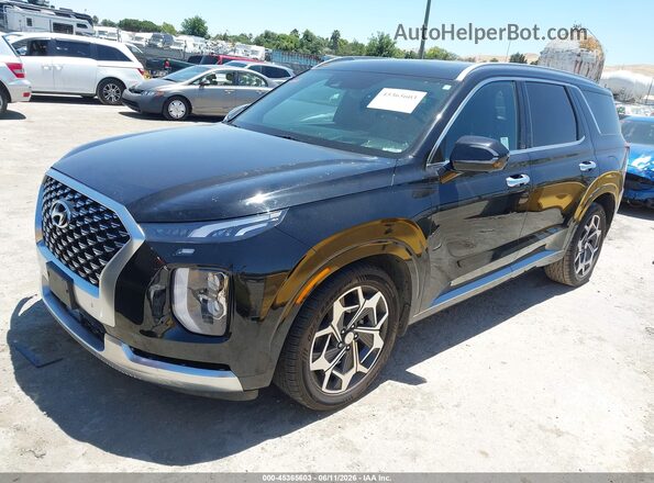 KM8R74HE0MU333075 2021 HYUNDAI PALISADE Black Առջևի ձախ երեք քառորդ տեսարան