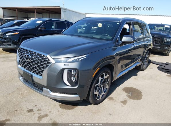 KM8R74HE4MU257098 2021 HYUNDAI PALISADE Gray Vista tres cuartos delantera izquierda