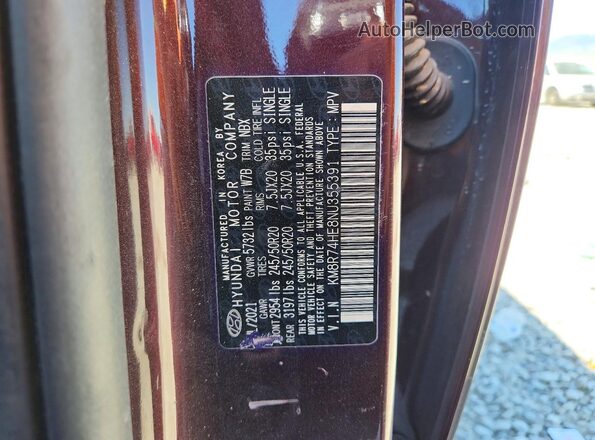 KM8R74HE8NU355391 2022 HYUNDAI PALISADE Burgundy Vista del compartimento del motor