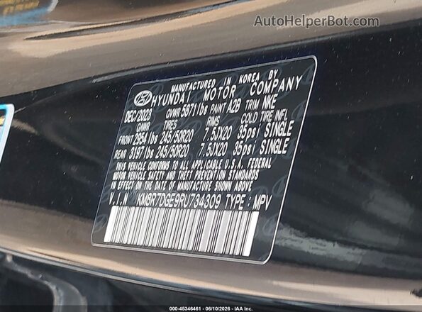 KM8R7DGE9RU734309 2024 HYUNDAI PALISADE Black Вид підкапотного простору