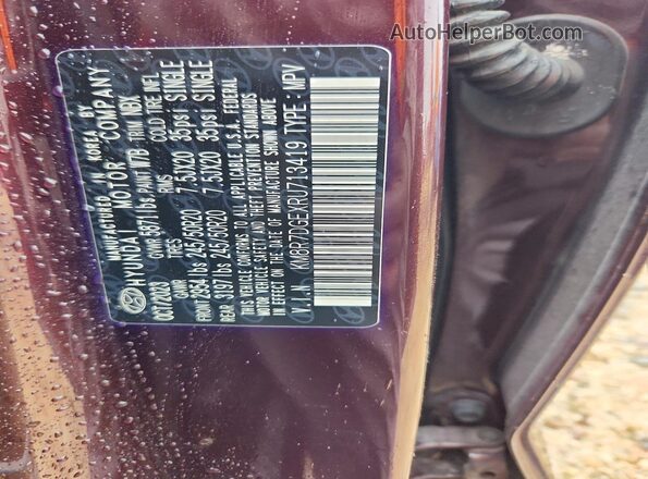 KM8R7DGEXRU713419 2024 HYUNDAI PALISADE Purple VIN კოდის სტიკერის ხედი