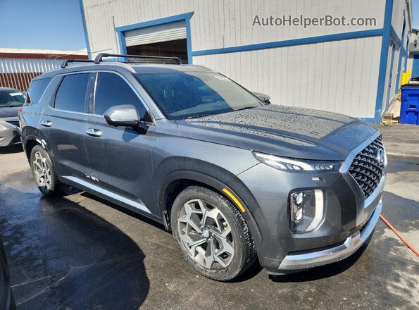 KM8R7DHE3MU329313 2021 HYUNDAI PALISADE Gray Widok naklejki z numerem VIN