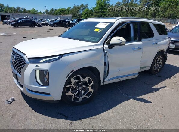 KM8R7DHE4MU264259 2021 HYUNDAI PALISADE White Առջևի ձախ երեք քառորդ տեսարան