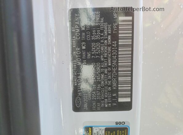 KM8R7DHE5NU430144 2022 HYUNDAI PALISADE Белый Панорамный вид салона 360°