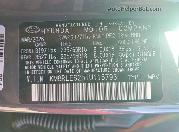 KM8RLES25TU115793 2026 HYUNDAI PALISADE Silver 