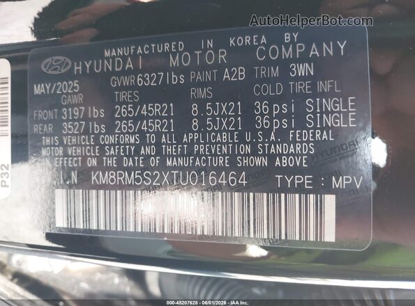 KM8RM5S2XTU016464 2026 HYUNDAI PALISADE Black Widok komory silnika