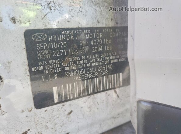 KMHC05LC4LU235140 2020 HYUNDAI IONIQ White Engine compartment view