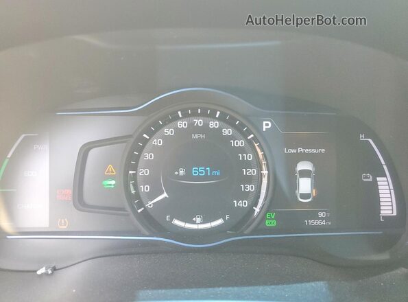 KMHC05LC7KU138027 2019 HYUNDAI IONIQ Gray Vista del cuadro de instrumentos