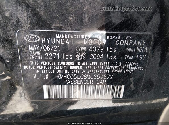 KMHC05LC8MU259572 2021 HYUNDAI IONIQ HYBRID Black Vista del compartimento del motor