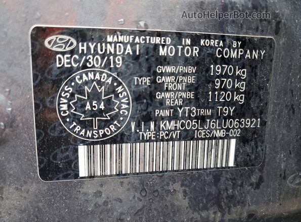 KMHC05LJ6LU063921 2020 HYUNDAI IONIQ Gray Вид підкапотного простору