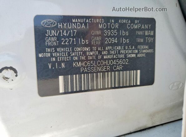 KMHC65LC0HU045602 2017 HYUNDAI IONIQ White Вид підкапотного простору
