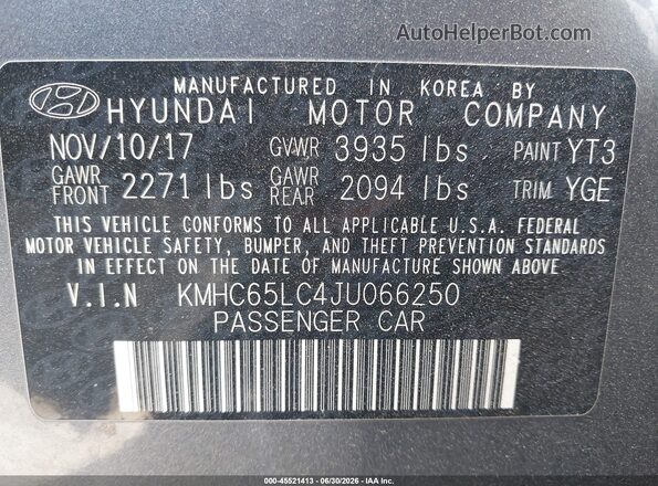 KMHC65LC4JU066250 2018 HYUNDAI IONIQ HYBRID Gray Engine compartment view