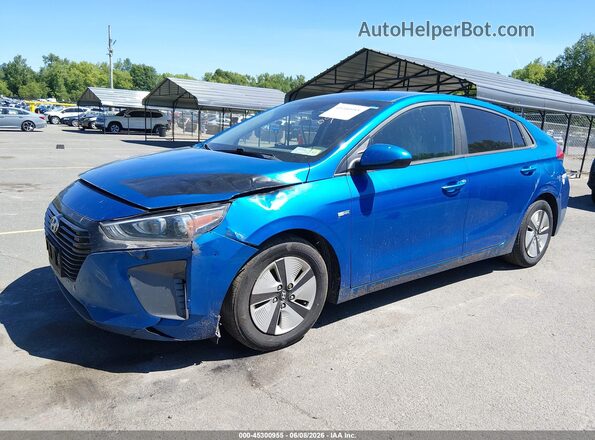 KMHC65LC4JU084568 2018 HYUNDAI IONIQ HYBRID Blue Առջևի ձախ երեք քառորդ տեսարան