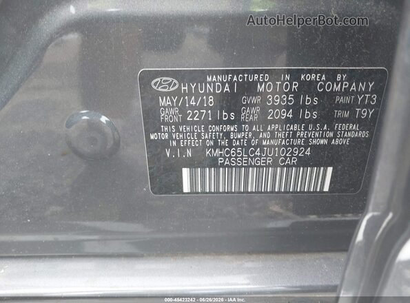 KMHC65LC4JU102924 2018 HYUNDAI IONIQ HYBRID Gray Engine compartment view