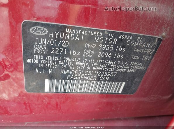 KMHC65LC5LU225957 2020 HYUNDAI IONIQ HYBRID Red Engine compartment view
