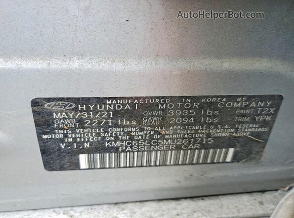KMHC65LC5MU261715 2021 HYUNDAI IONIQ Silver 