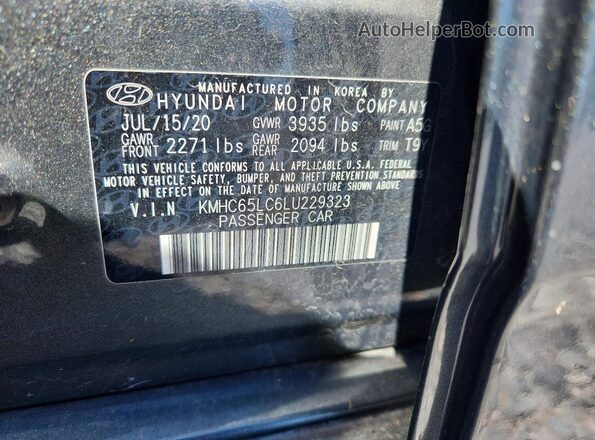 KMHC65LC6LU229323 2020 HYUNDAI IONIQ Charcoal 