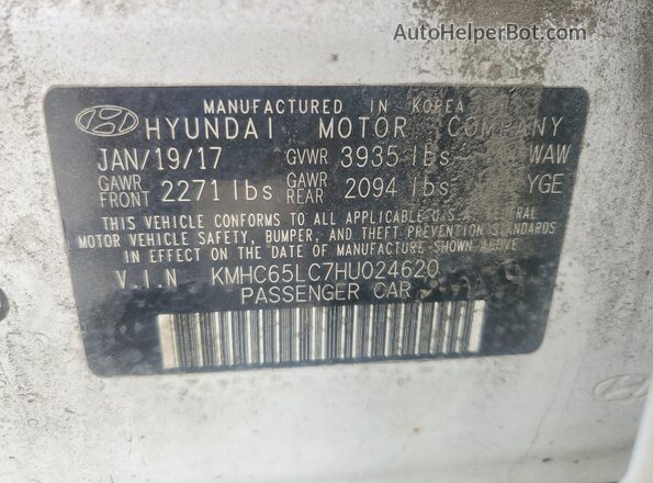KMHC65LC7HU024620 2017 HYUNDAI IONIQ White Вид підкапотного простору