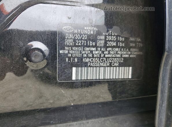 KMHC65LC7LU228312 2020 HYUNDAI IONIQ Black Widok naklejki z numerem VIN