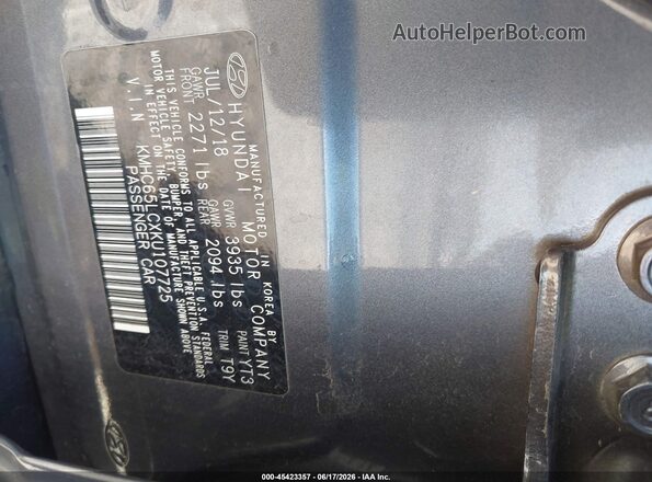 KMHC65LCXKU107725 2019 HYUNDAI IONIQ HYBRID Gray Engine compartment view