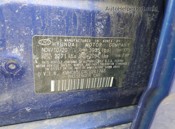 KMHC65LCXLU241748 2020 HYUNDAI IONIQ Blue Engine compartment view