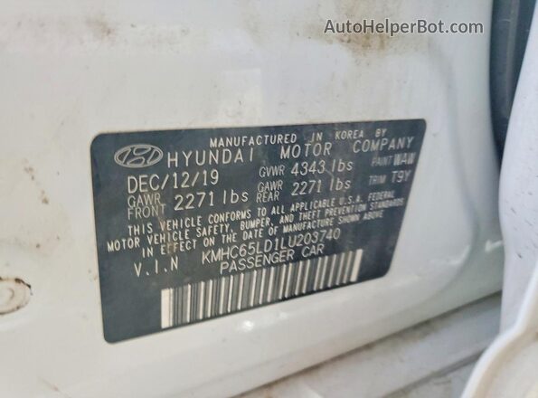 KMHC65LD1LU203740 2020 HYUNDAI IONIQ White Widok komory silnika