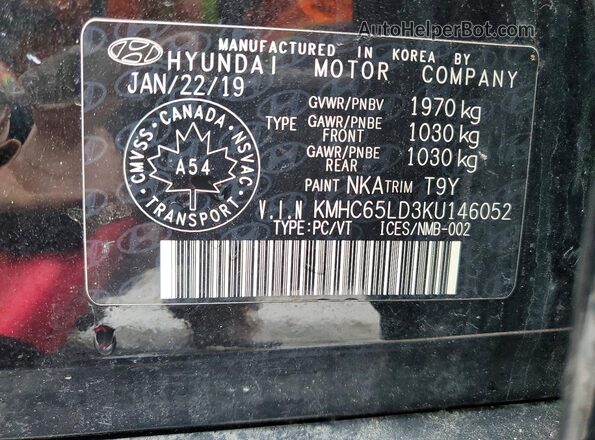 KMHC65LD3KU146052 2019 HYUNDAI IONIQ Black Շարժիչի բաժամունքի տեսք