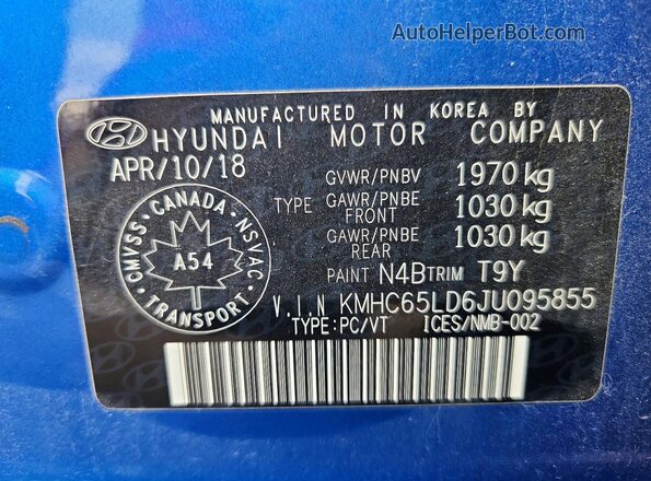 KMHC65LD6JU095855 2018 HYUNDAI IONIQ Blue Widok komory silnika