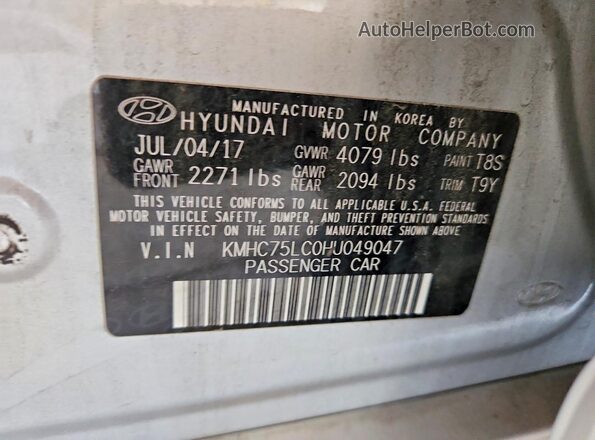 KMHC75LC0HU049047 2017 HYUNDAI IONIQ Silver 