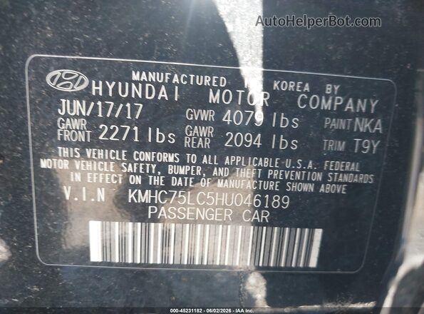 KMHC75LC5HU046189 2017 HYUNDAI IONIQ HYBRID Black Вид підкапотного простору