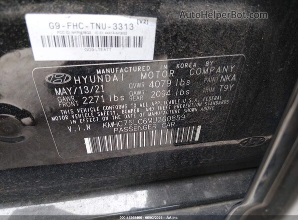KMHC75LC6MU260859 2021 HYUNDAI IONIQ HYBRID Black Vista del compartimento del motor