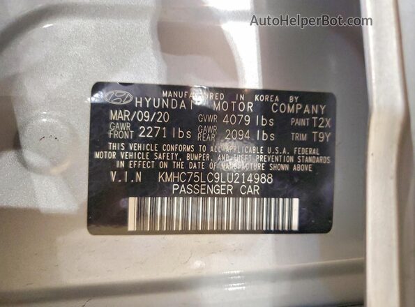 KMHC75LC9LU214988 2020 HYUNDAI IONIQ Silver ძრავის განყოფილების ხედი