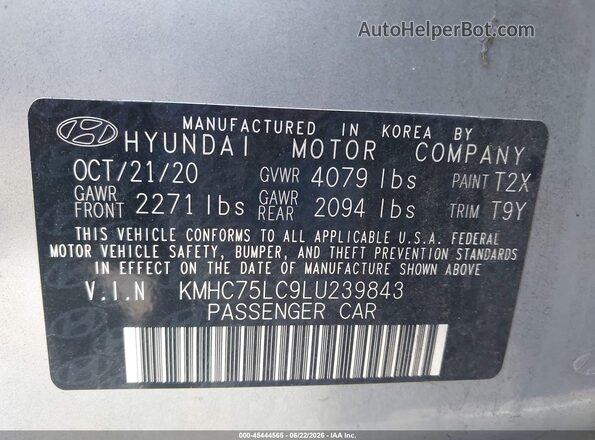 KMHC75LC9LU239843 2020 HYUNDAI IONIQ HYBRID Silver Շարժիչի բաժամունքի տեսք