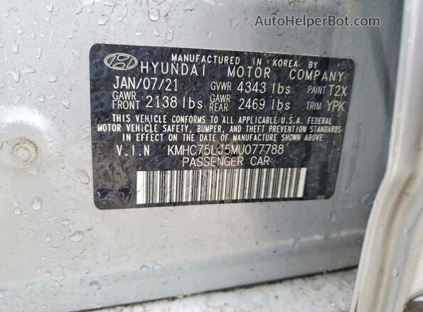 KMHC75LJ5MU077788 2021 HYUNDAI IONIQ Silver Вид підкапотного простору