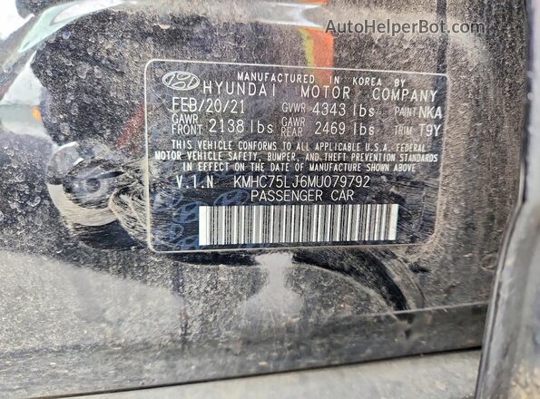 KMHC75LJ6MU079792 2021 HYUNDAI IONIQ Black 