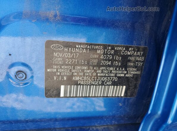KMHC85LC1JU063770 2018 HYUNDAI IONIQ Blue Вид підкапотного простору