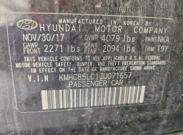 KMHC85LC1JU071657 2018 HYUNDAI IONIQ Black Շարժիչի բաժամունքի տեսք