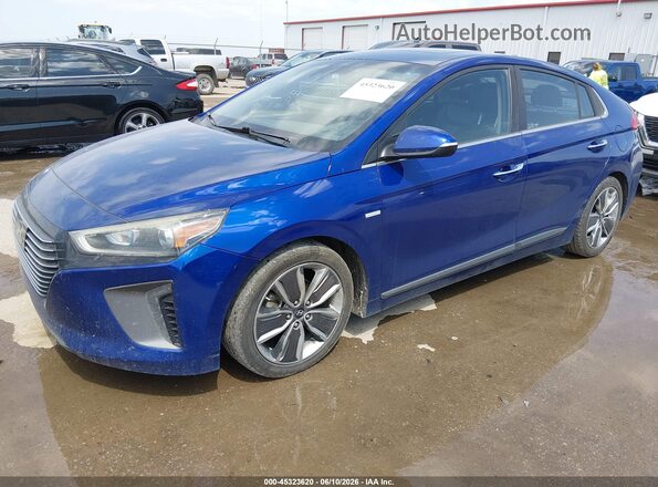 KMHC85LC4KU116530 2019 HYUNDAI IONIQ HYBRID Blue Առջևի ձախ երեք քառորդ տեսարան