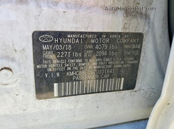 KMHC85LC6JU101641 2018 HYUNDAI IONIQ White 