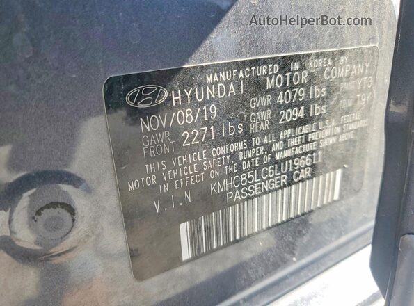 KMHC85LC6LU196611 2020 HYUNDAI IONIQ Серый Вид подкапотного пространства