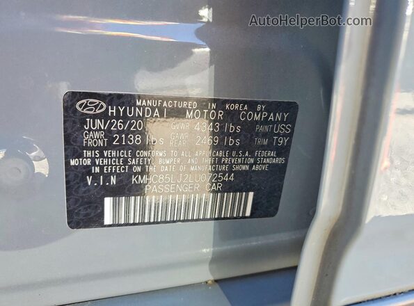 KMHC85LJ2LU072544 2020 HYUNDAI IONIQ Gray 