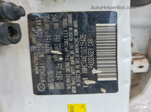 KMHCT4AE1GU115405 2016 HYUNDAI ACCENT Белый 
