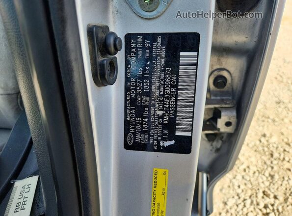 KMHCT4AE3GU096873 2016 HYUNDAI ACCENT Silver ძრავის განყოფილების ხედი