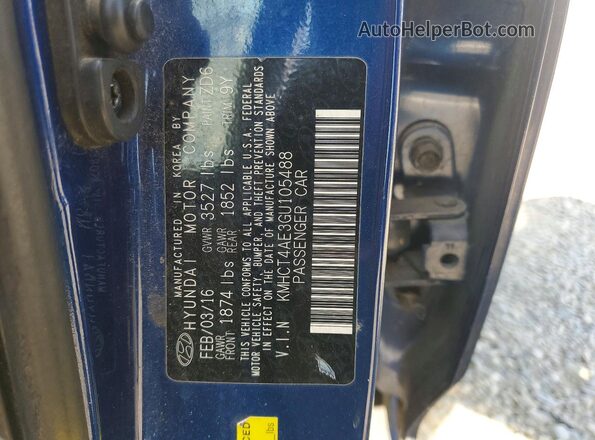 KMHCT4AE3GU105488 2016 HYUNDAI ACCENT Blue Շարժիչի բաժամունքի տեսք