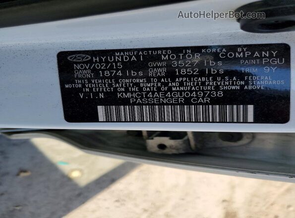 KMHCT4AE4GU049738 2016 HYUNDAI ACCENT White 