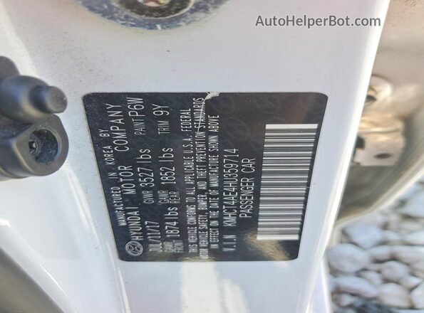 KMHCT4AE4HU359714 2017 HYUNDAI ACCENT White Вид підкапотного простору