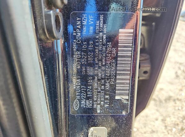 KMHCT4AE5HU347894 2017 HYUNDAI ACCENT Black VIN sticker view